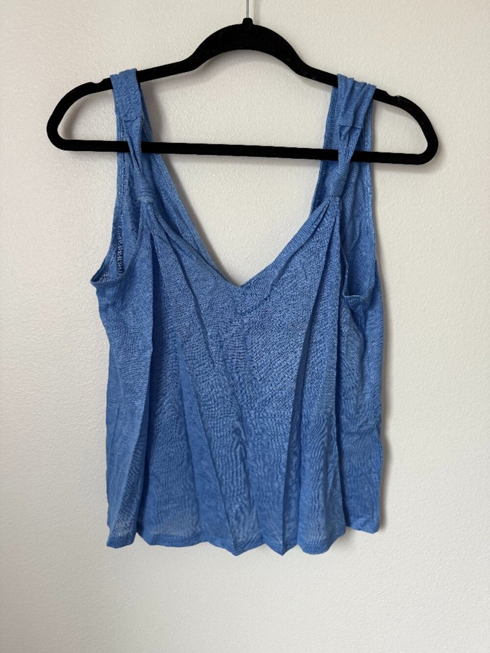 NWT H&M Blue 100% Linen V-Neck Camisole Tank Top M